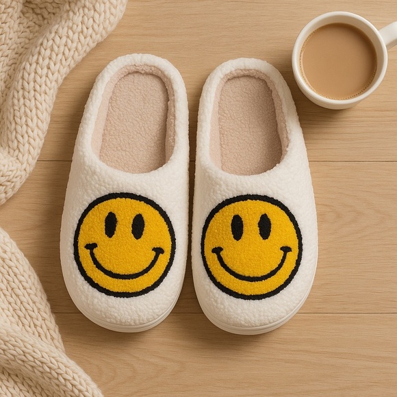 Cozy Smiley Face Slippers - Picture 3 of 3